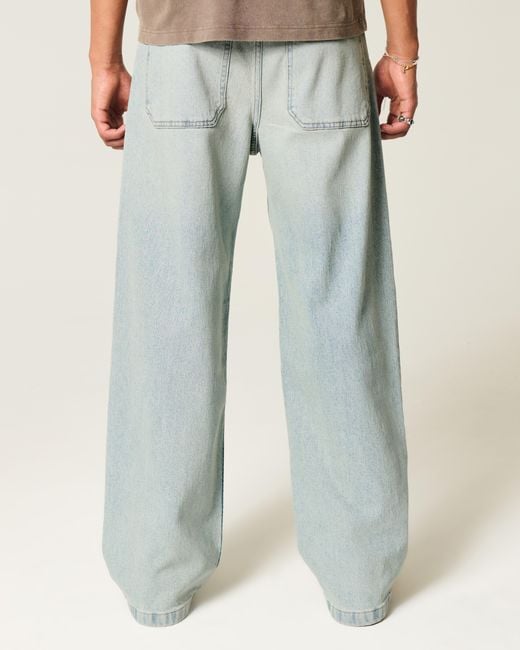 Hollister Blue Light Wash Super Baggy Jeans for men