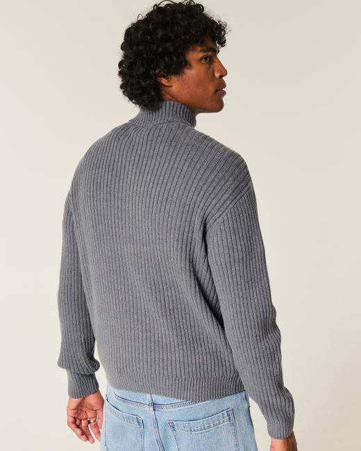 Hollister Gray Relaxed Graphic Zip-up Sweater for men