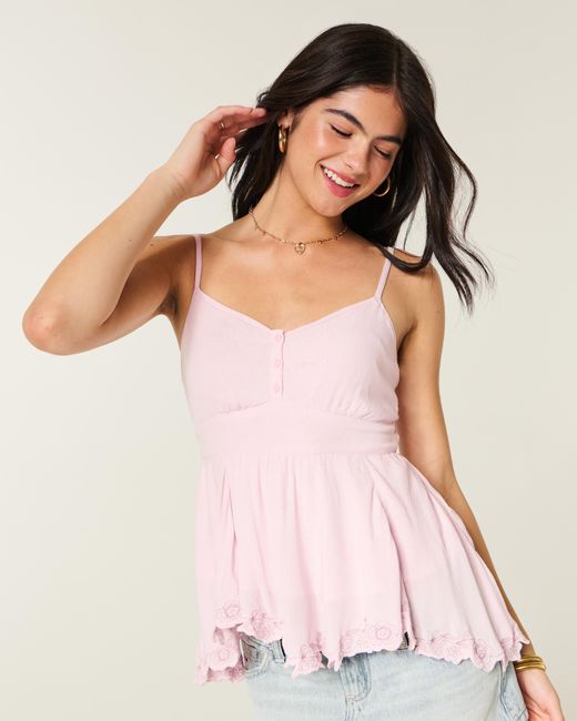Hollister Pink Easy Asymmetrical Hem Babydoll Tank