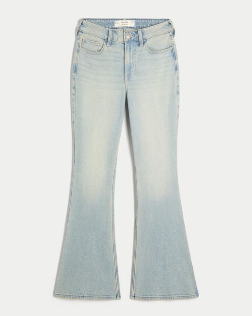 Hollister Blue High-rise Light Wash Star Pocket Flare Jeans
