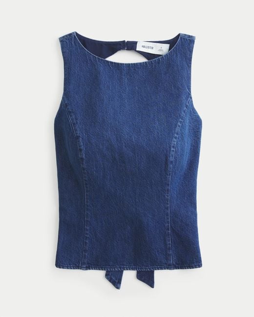 Hollister Blue Denim Open-back Top