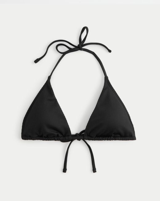 Hollister Black Geripptes Triangel-Bikinioberteil im Multiway-Design