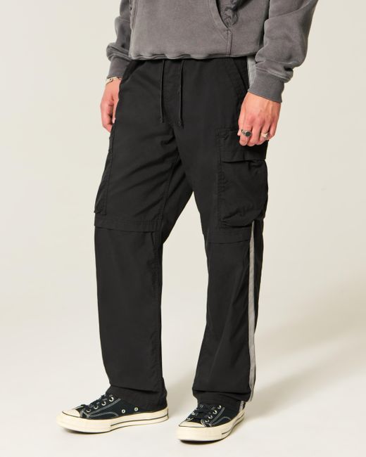 Hollister Black Baggy Cargo Track Pants for men