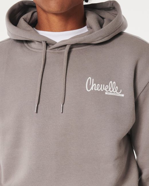 Hollister Gray Relaxed Chevrolet Chevelle Graphic Hoodie for men
