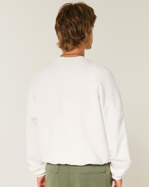 Hollister Natural Baggy Cinch Malibu Graphic Crew Sweatshirt for men
