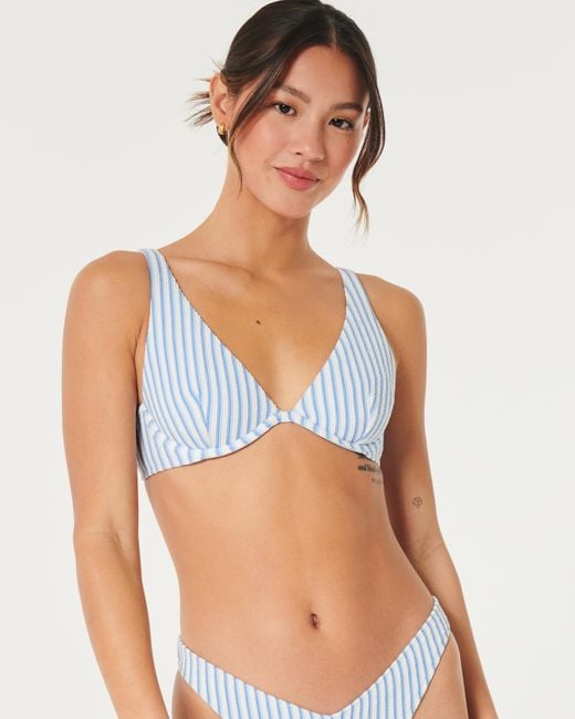 Hollister Blue Scrunch-ribbed High Apex Ribbed Underwire Bikini Top