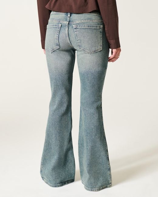 Hollister Blue Ultra Low-rise Medium Wash Flare Jeans