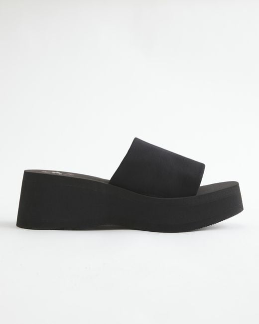 Hollister Black Platform Slides