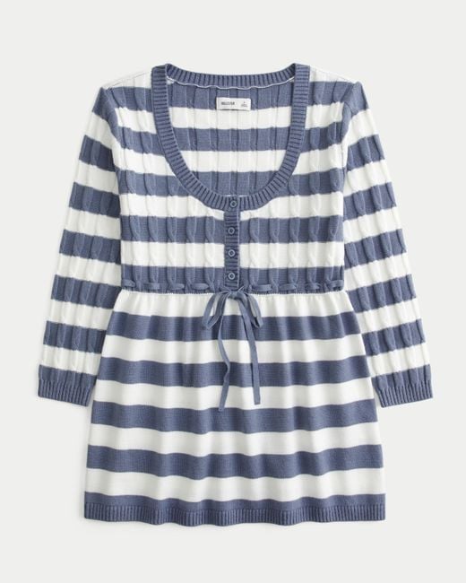 Hollister Blue Cable-knit Babydoll Sweater