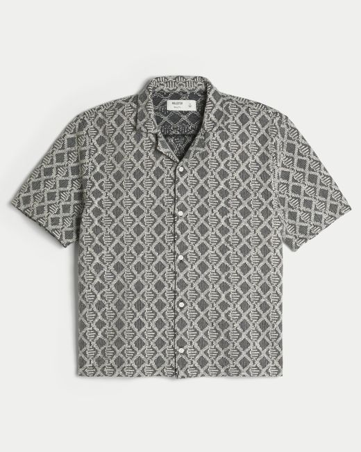 Hollister Kurzärmeliges kastiges Hemd im Häkel-Stil in Gray für Herren