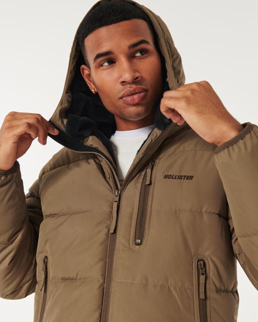 Hollister Ultimate Cozy-lined Puffer Jacket in Green for Men | Lyst UK