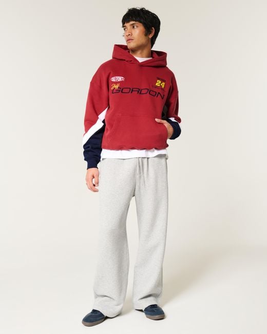 Hollister Red Boxy Jeff Gordon Nascar Graphic Hoodie for men