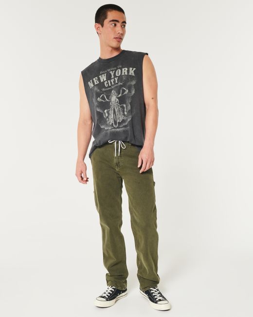 Hollister Gray Relaxed Motorcycle Graphic Cutoff Tank for men