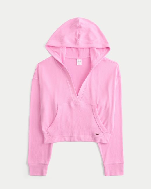 Hollister Pink Always Cozy V-neck Hoodie