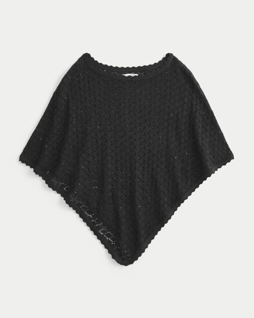 Hollister Black Open-stitch Sequin Poncho