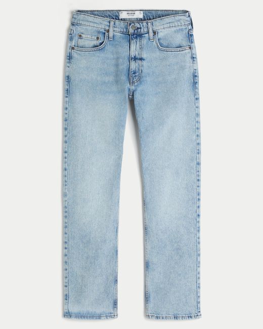 Hollister Blue Light Wash Slim Straight Jeans for men