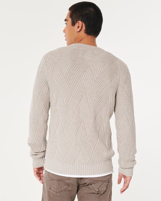 Hollister Natural Herringbone Crew Sweater for men