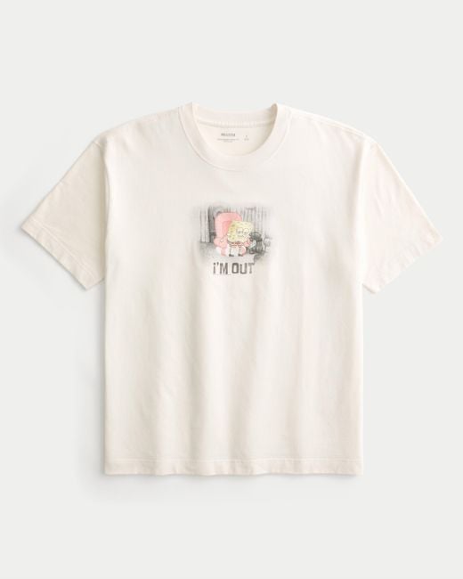 Hollister Natural Boxy Heavyweight Spongebob Squarepants Graphic Tee for men