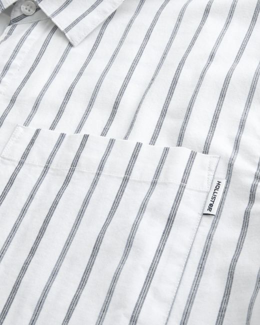 Hollister White Boxy Poplin Button Front Shirt for men