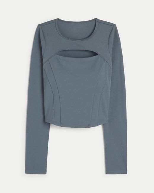 Hollister Blue Gilly Hicks Active Recharge Long-sleeve Cutout Top