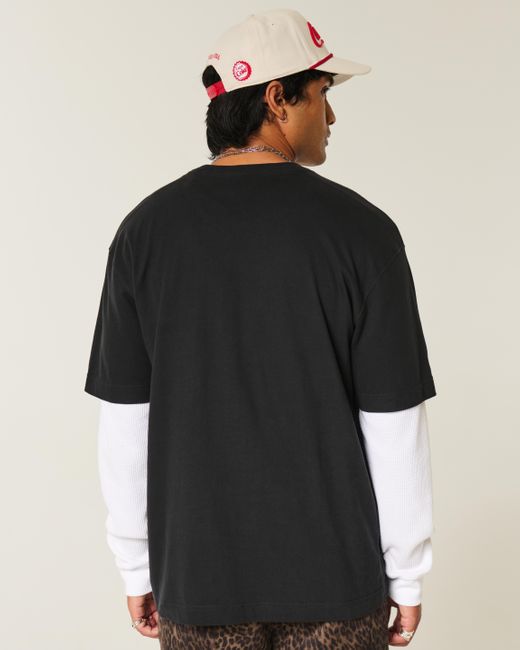 Hollister Black Boxy Heavyweight Cotton Crew T-shirt for men