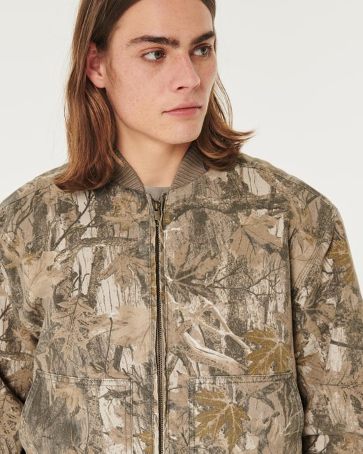 Hollister Natural Twill Camo Workwear Bomber Jacket for men