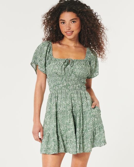 Hollister Green Short-sleeve Channeled Skort Dress