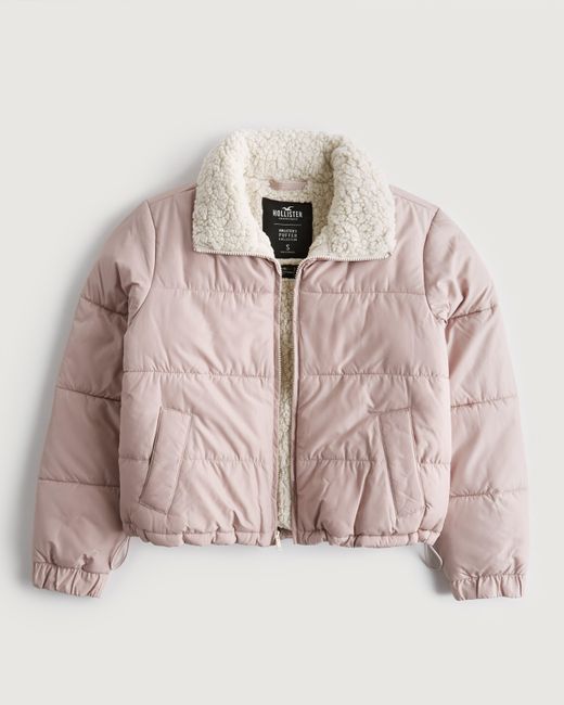 Hollister Pink Sherpa-lined Puffer Jacket