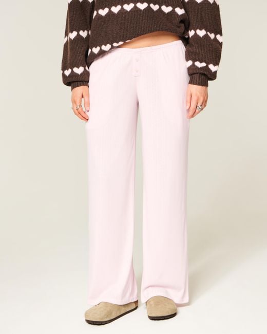 Hollister Pink Always Cozy Pointelle Wide-leg Boxer Pants