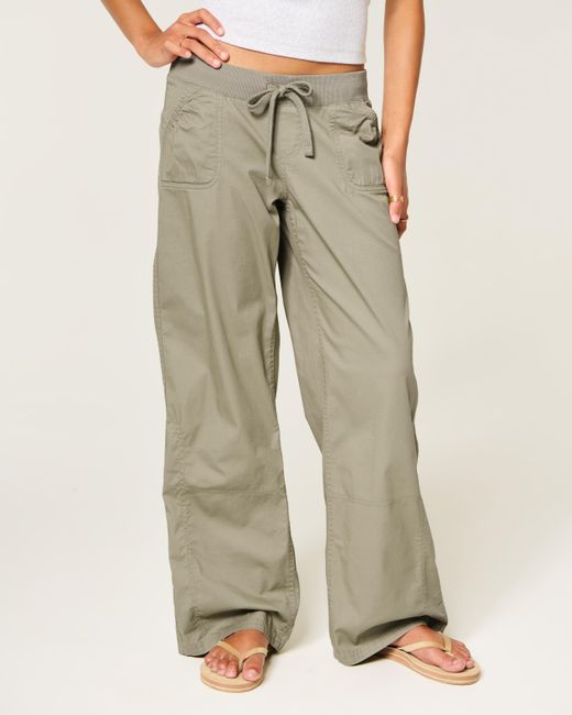 Hollister Green Hollister Remi Ultra Low-rise Poplin Pull-on Pants