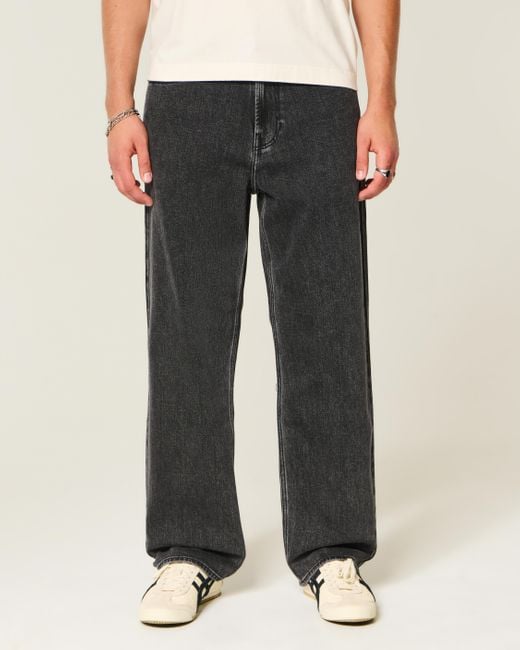 Hollister Blue Washed Black Baggy Jeans for men