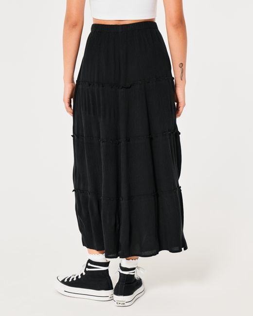 Hollister Black Tiered Maxi Skirt