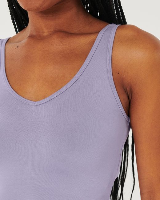 Hollister Purple Soft Stretch Seamless Fabric Crop V-neck Tank
