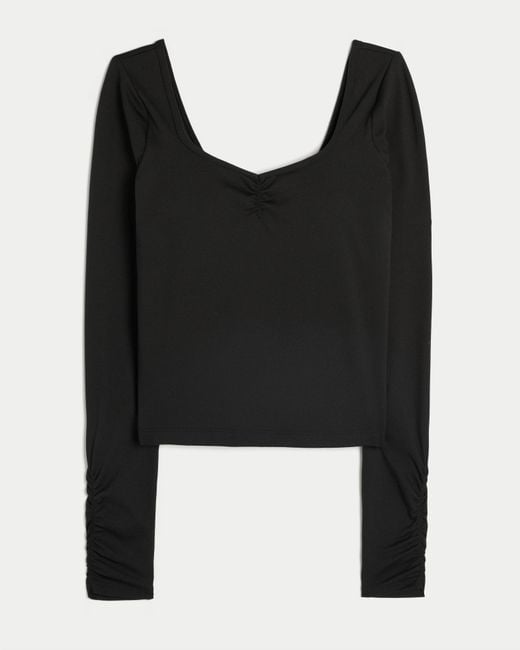 Hollister Black Gilly Hicks Active Recharge Cinch Sweetheart Top