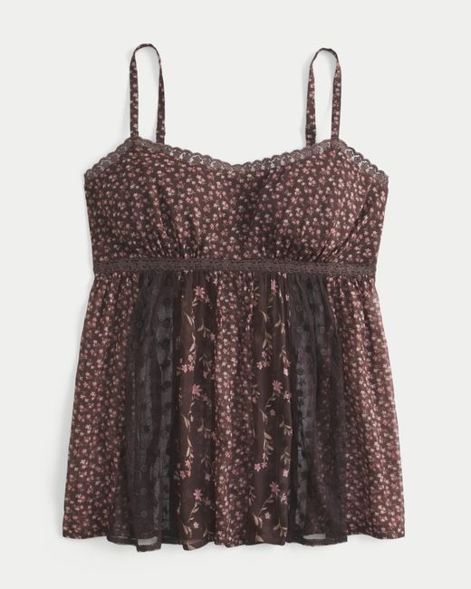 Hollister Brown Patchwork Babydoll Tank