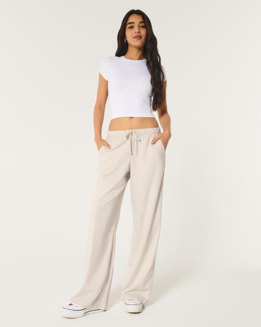 Hollister Natural Hollister Ella Adjustable-rise Wide-leg Pants