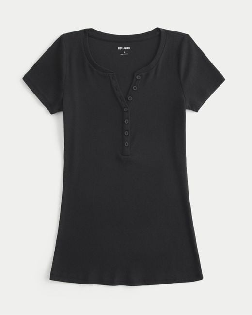 Hollister Black Short-sleeve Henley