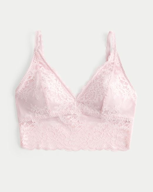 Hollister Pink Lace Longline Triangle Bralette