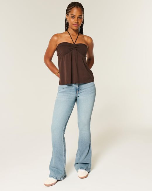Hollister Blue Curvy High-rise Medium Wash Flare Jeans