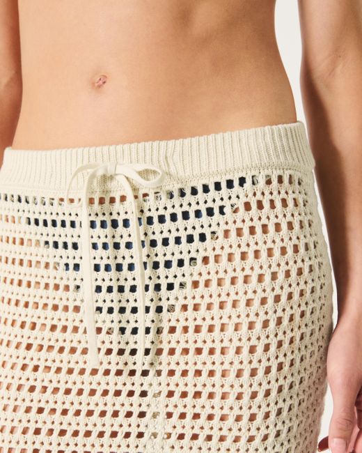 Hollister Natural Crochet-style Cover Up Maxi Skirt