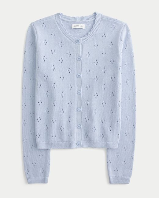 Hollister Blue Eyelet Crew Cardigan