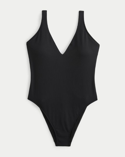 Hollister Black Ribbed One-piece Swimsuit