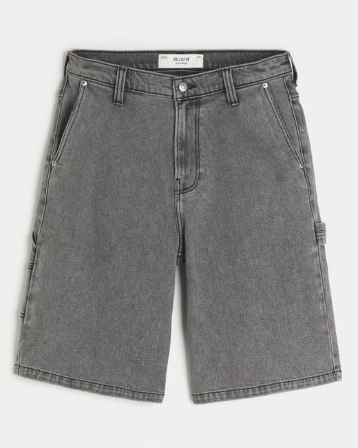 Hollister Gray Super Baggy Painter Jean Shorts for men