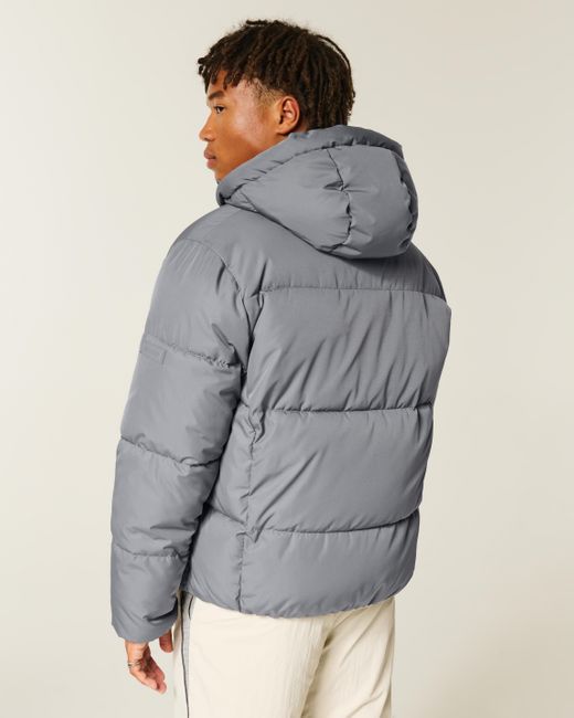Hollister Gray Faux Fur-lined Puffer Jacket for men