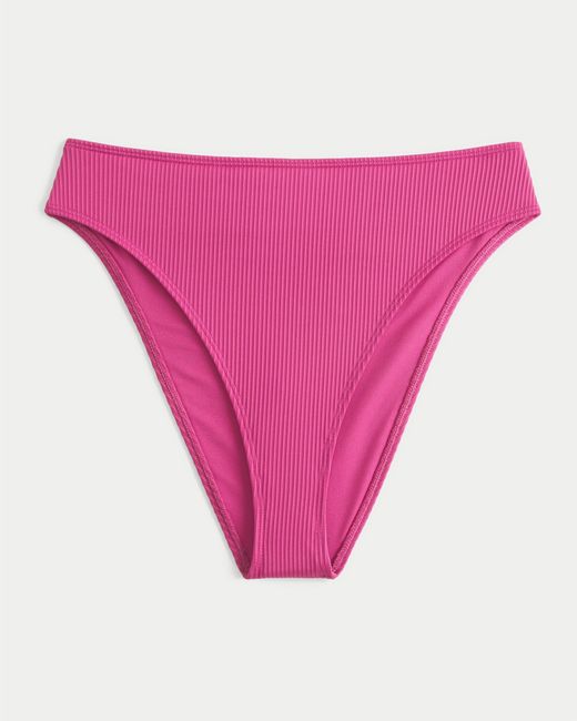 Hollister Pink Curvy High-leg High-waist Ribbed Cheeky Bikini Bottom