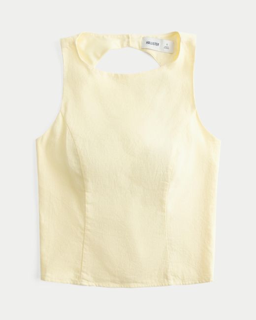 Hollister Natural Linen-blend Open-back Top