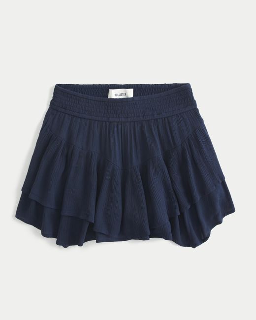 Hollister Blue Gestufter Miniskort mit asymmetrischem Saum