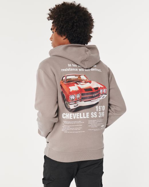 Hollister Lässiger Hoodie mit Chevrolet Chevelle-Grafik in Gray für Herren