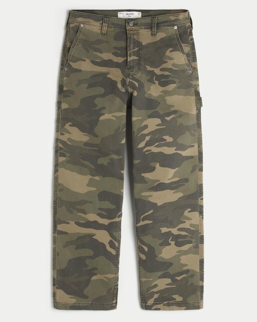 Hollister Green Camo Baggy Painter Jeans for men