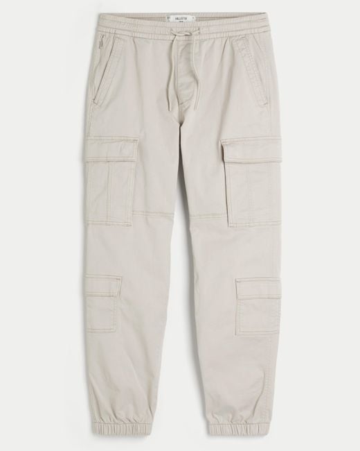 Hollister White Relaxed Twill Cargo Joggers for men